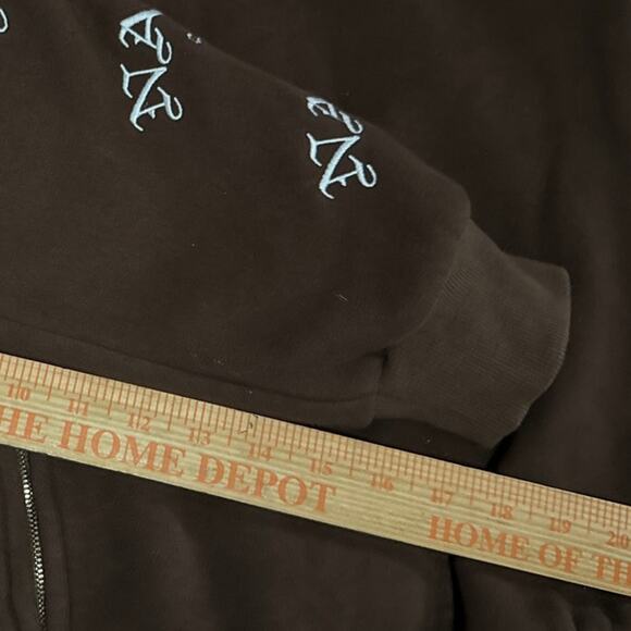 Named Collective Full Zip Hoodie Large Unisex Chocolate Brown Embroidered Grunge - Picture 9 of 9